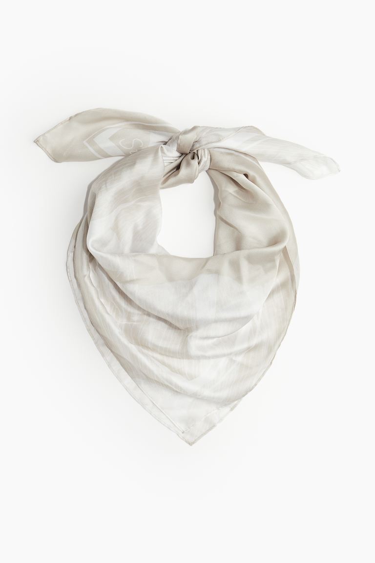 женский атласный шарф 90 см шелковый дизайнерский атласный шарф с принтом лошади Атласная ткань с принтом H&M, бежевый
