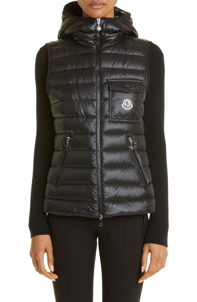 

Стеганый нейлоновый пуховик с капюшоном Glygos MONCLER, черный