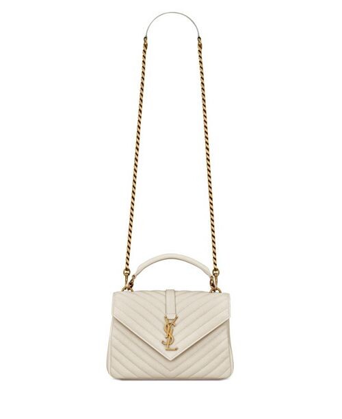 

Маленькая сумка College из стеганой кожи Saint Laurent, цвет White