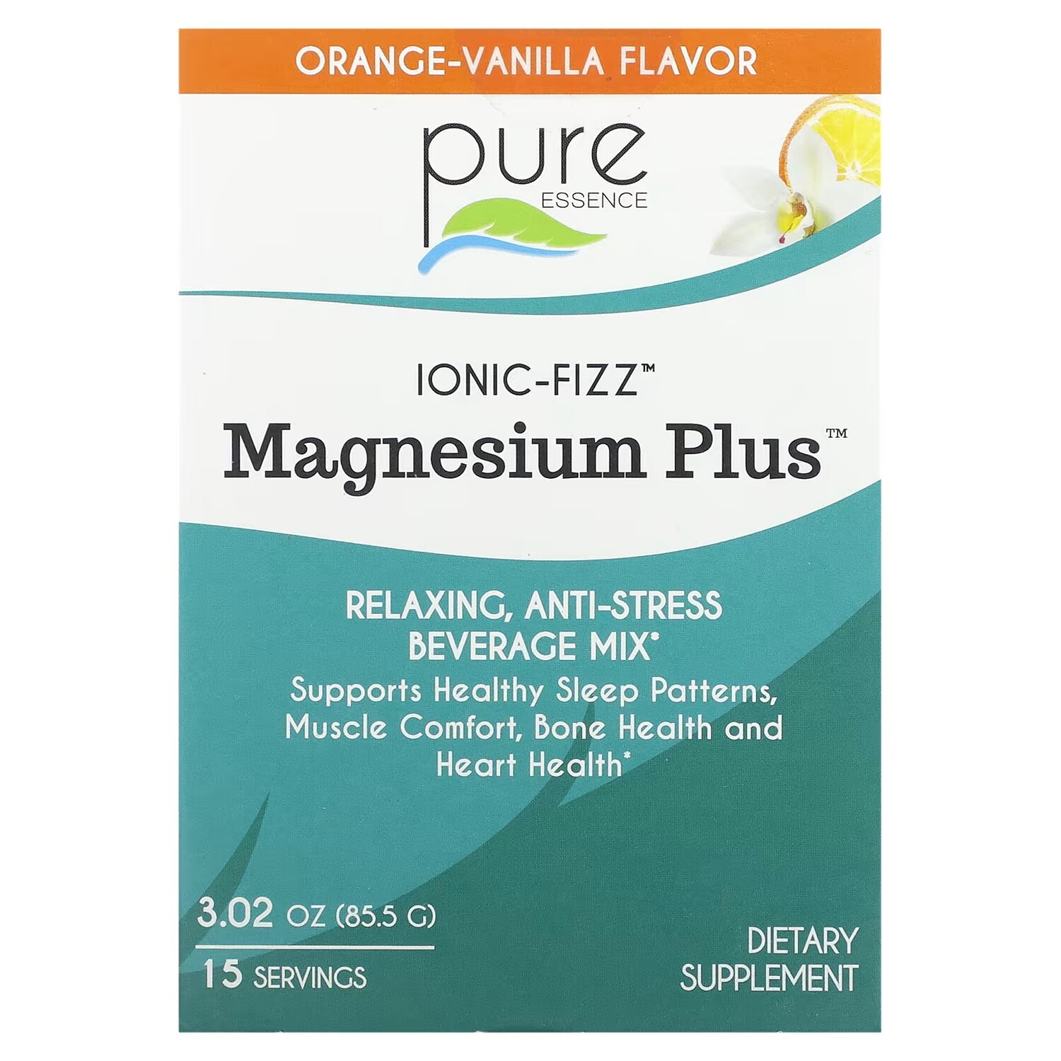 

Pure Essence Ionic-Fizz Magnesium Plus со вкусом апельсина и ванили, 15 палочек по 0,2 унции (5,7 г) каждая