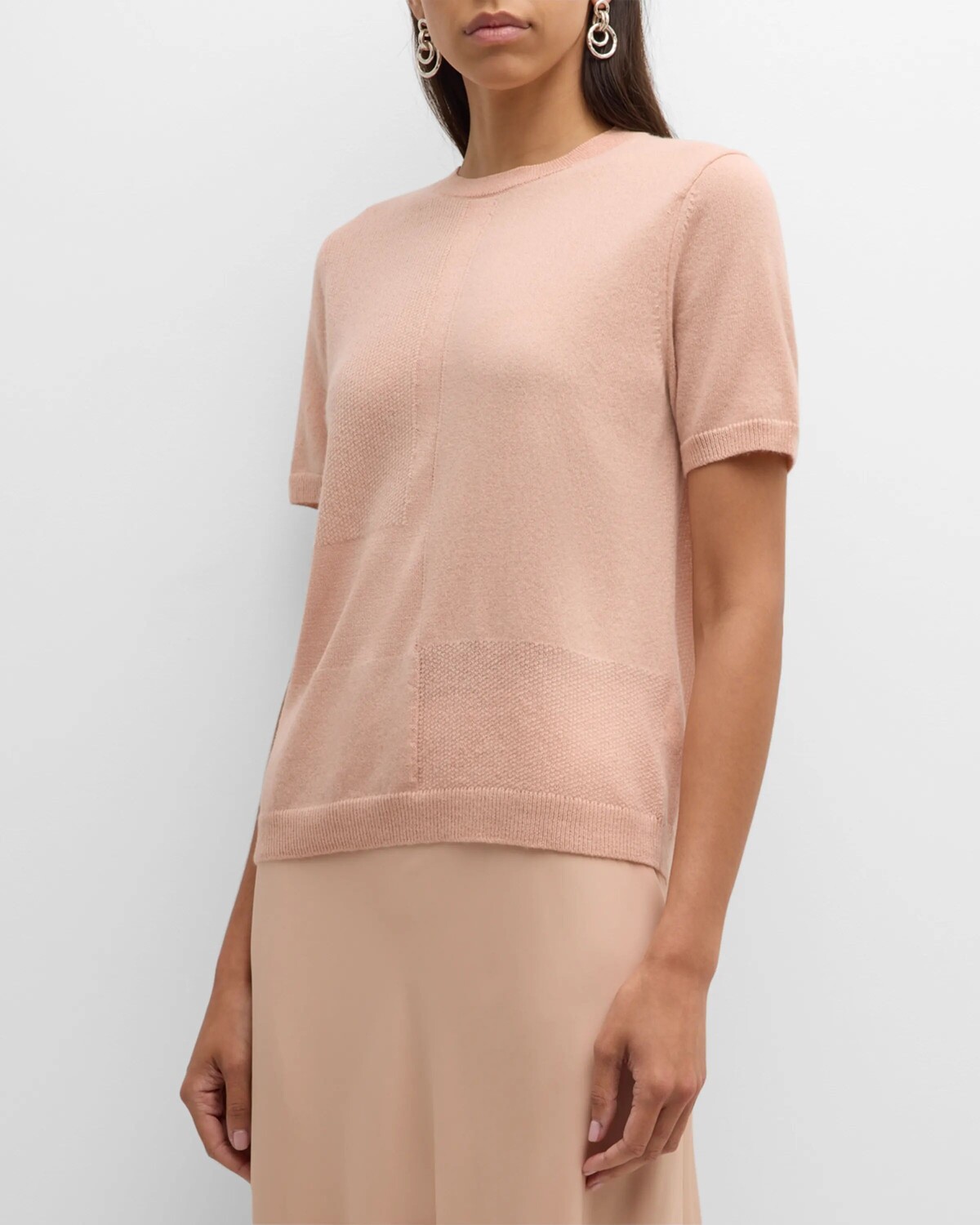 

Свитер с круглым вырезом интарсии Lafayette 148 New York, цвет Bluff Pink