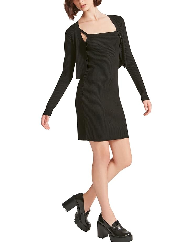 

Платье Madden Girl Cami Dress & Square Neck Cropped Cardi Set, черный