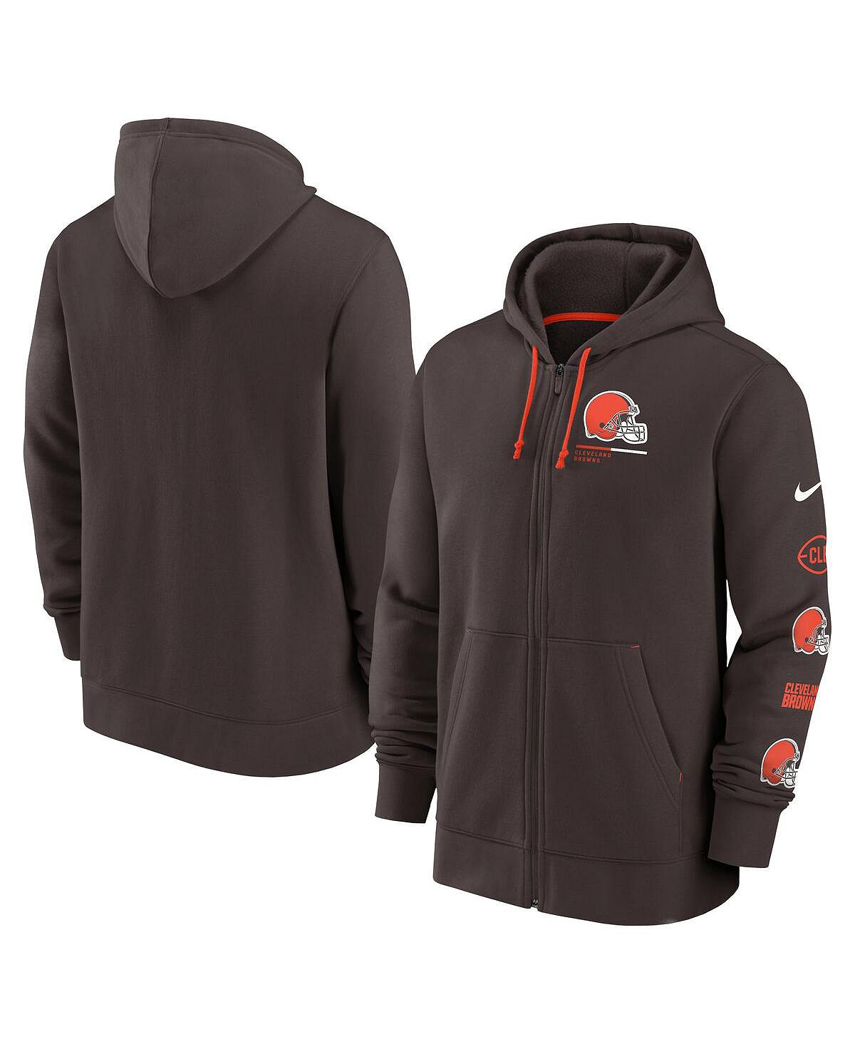 

Мужская коричневая толстовка с молнией во всю длину Cleveland Browns Surrey Nike, Коричневый