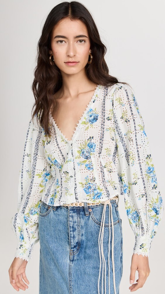 

Топ Free People Blossom Eyelet, белый
