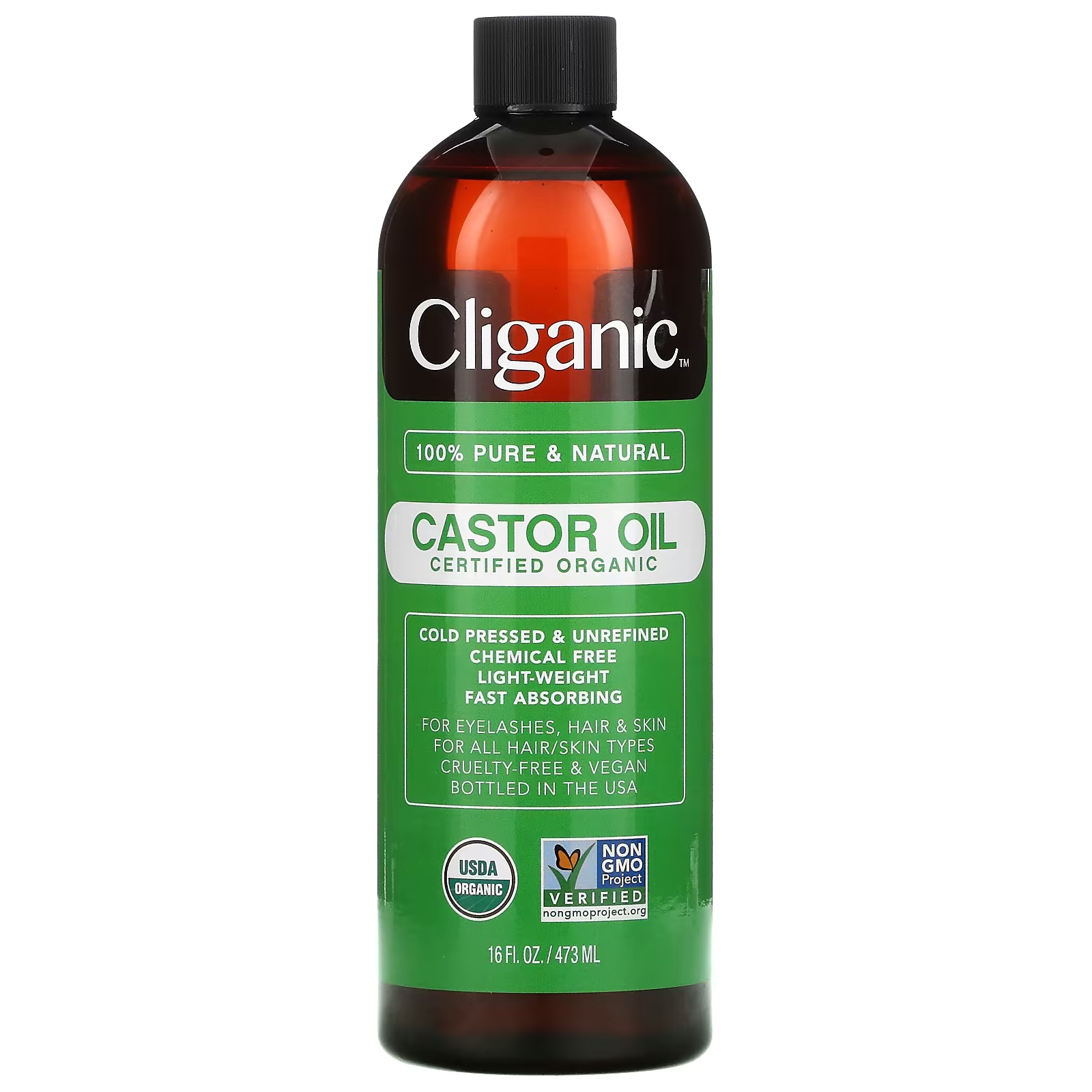 Масло касторовое Cliganic 100% чистое и натуральное, 473 мл 100% чистое масло cliganic с витамином е 30 мл