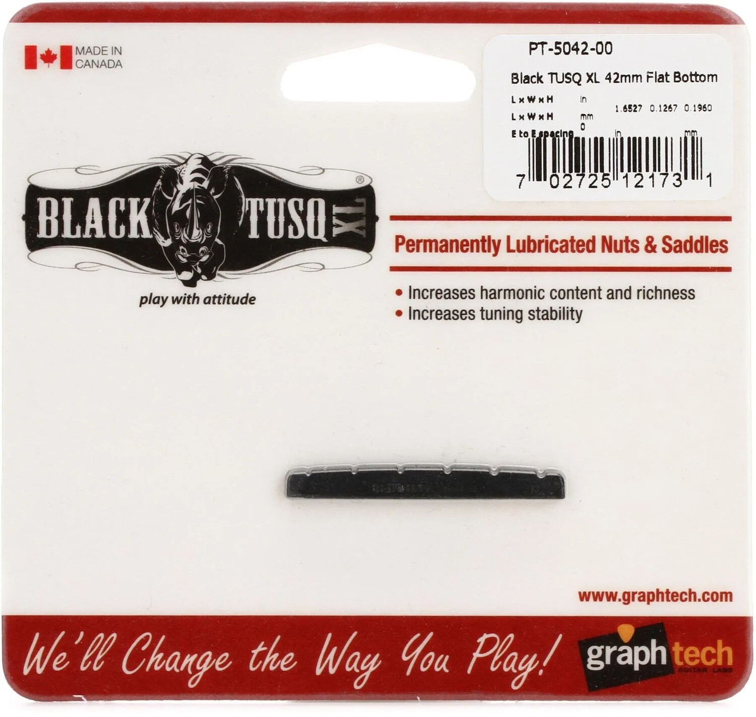 

Graph Tech PT-5042-00 Черный гитарный порожок TUSQ XL Strat-style 42 мм с плоским дном
