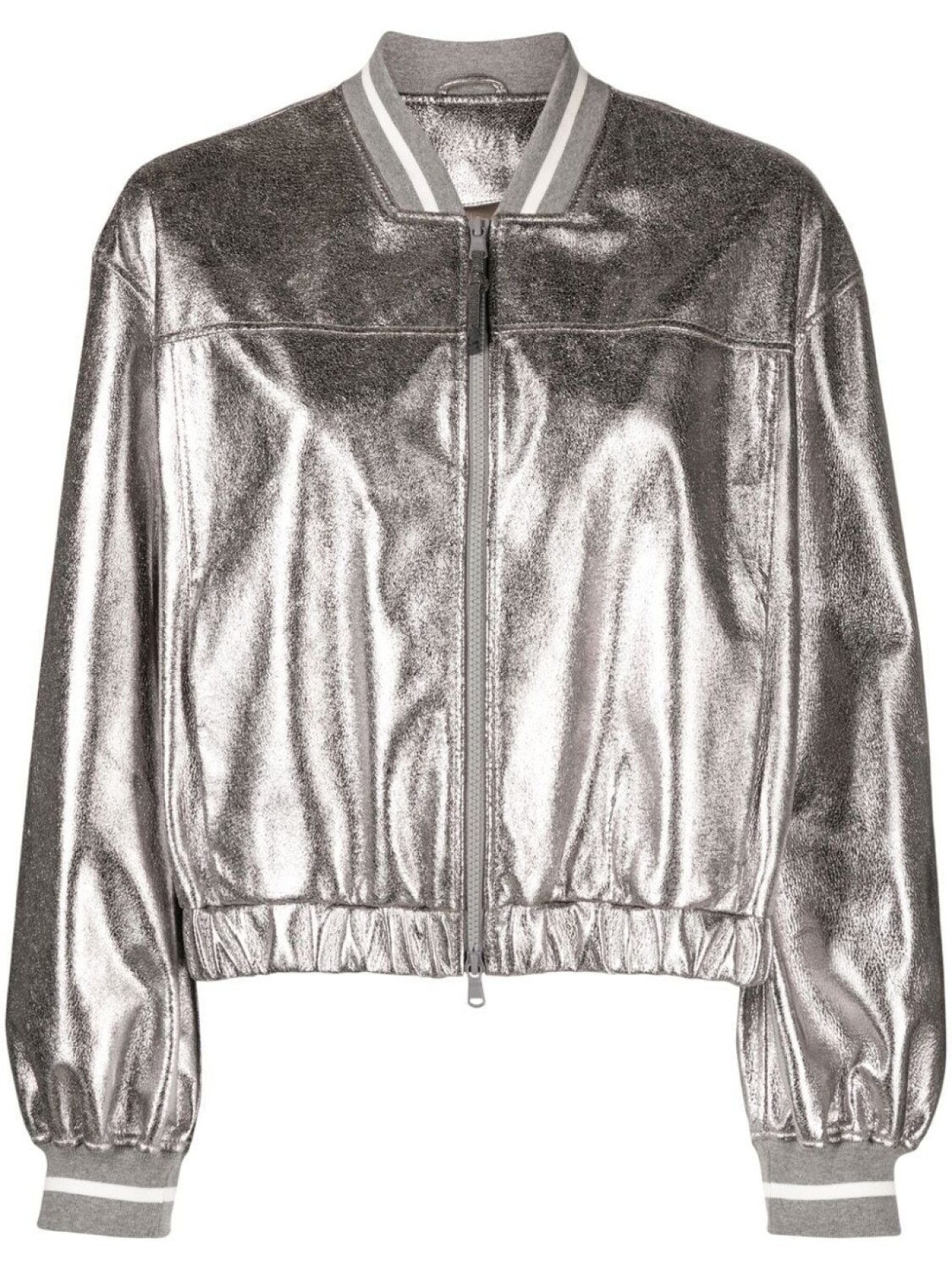 

Brunello Cucinelli бомбер с эффектом металлик, серый
