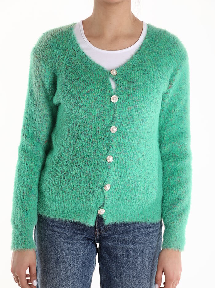 

Кардиган из микса шерсти с пуговицами, цвет Moss green