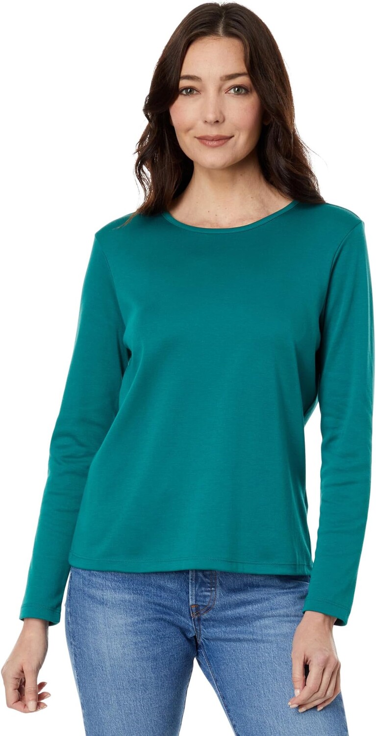 

Petite Pima с круглым вырезом и длинными рукавами L.L.Bean, цвет Warm Teal