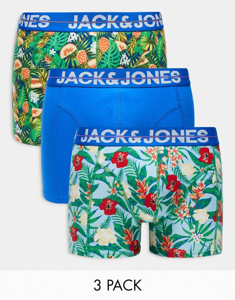 

Набор из трех плавок синего цвета с принтом ананасов Jack & Jones
