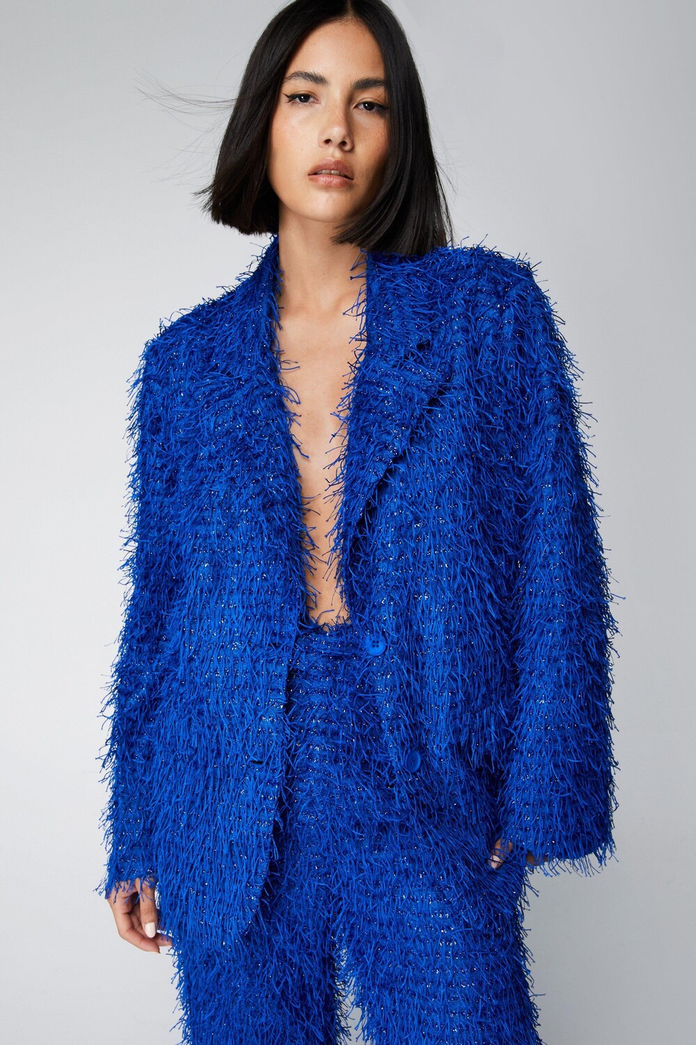 

Премиум-блейзер с кисточками Nasty Gal, синий