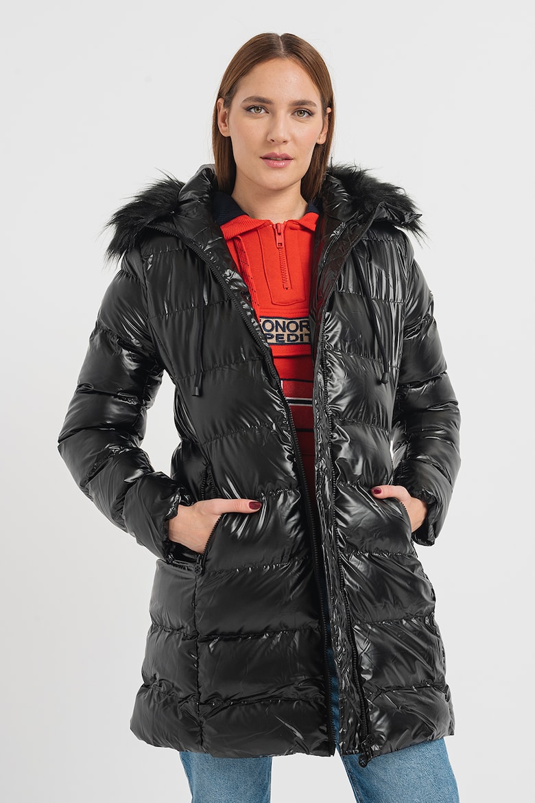 Зимняя стеганая куртка Briantissima с глянцевым эффектом Geo Norway, черный