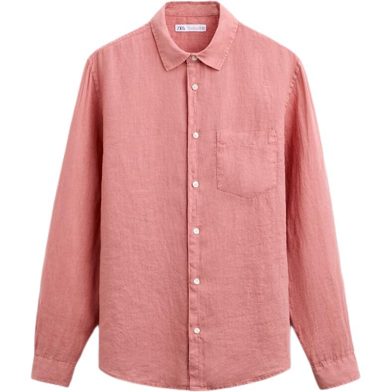 

Рубашка мужская розовая Zara, розовый
