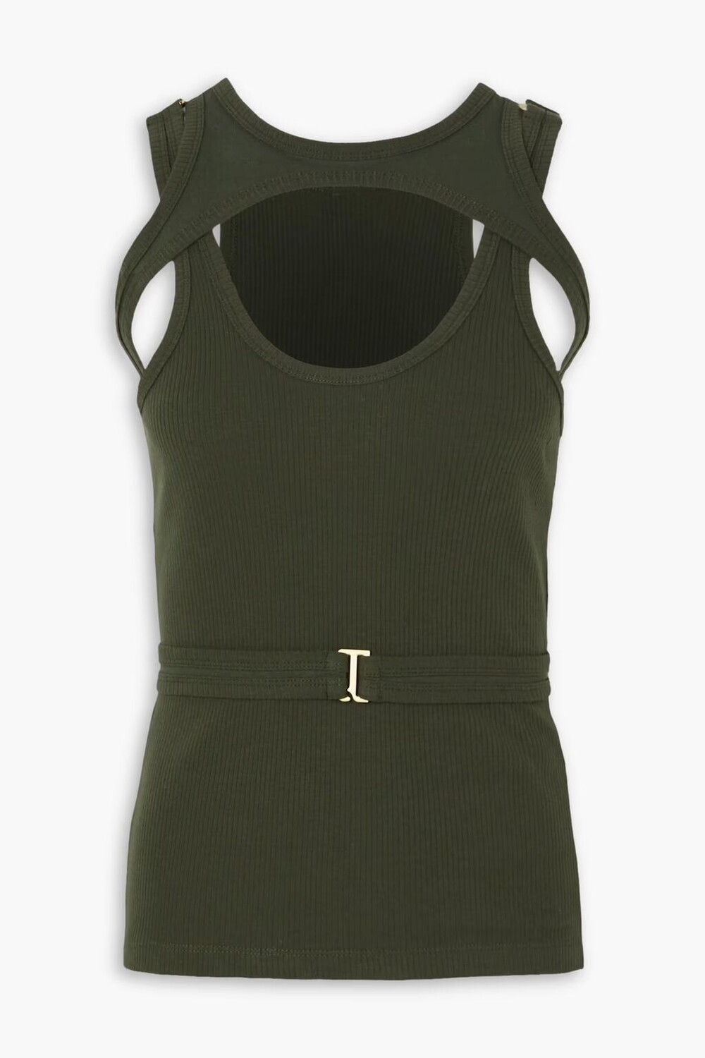 

Многослойная майка из хлопкового джерси в рубчик Dion Lee, армейский зеленый