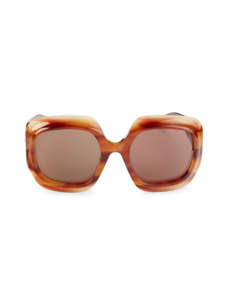 Квадратные солнцезащитные очки 59MM Gucci, цвет Havana фотографии