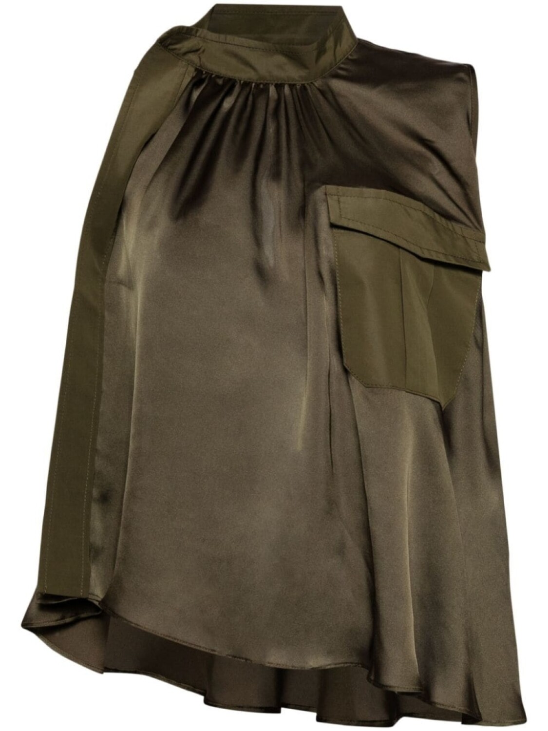 

sacai атласная блузка асимметричного кроя, зеленый