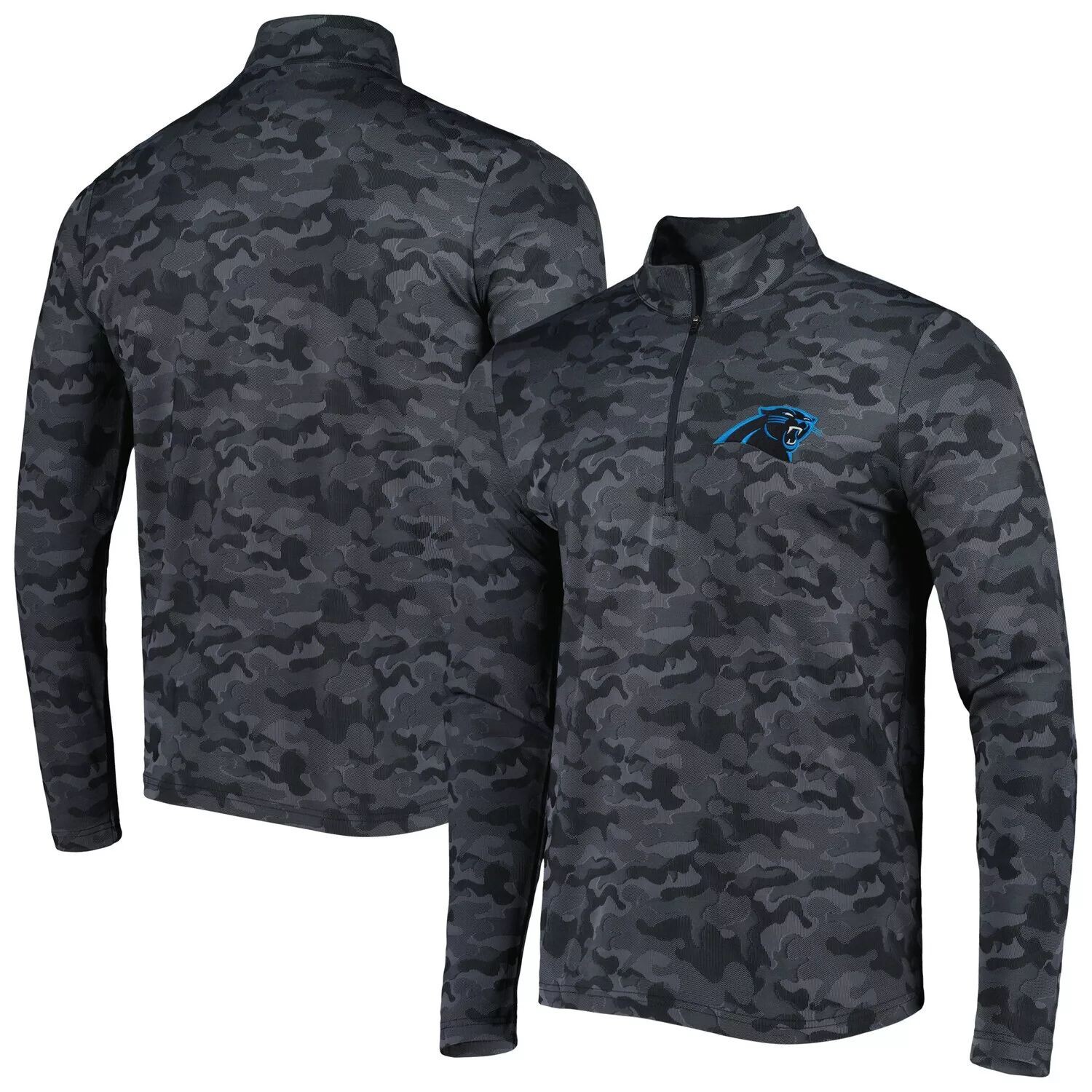 

Мужской черный свитшот с молнией до четверти Carolina Panthers Brigade Antigua