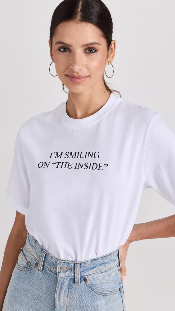 

Футболка Victoria Beckham Slogan Tee ''I'm Smiling On The Inside'', белый