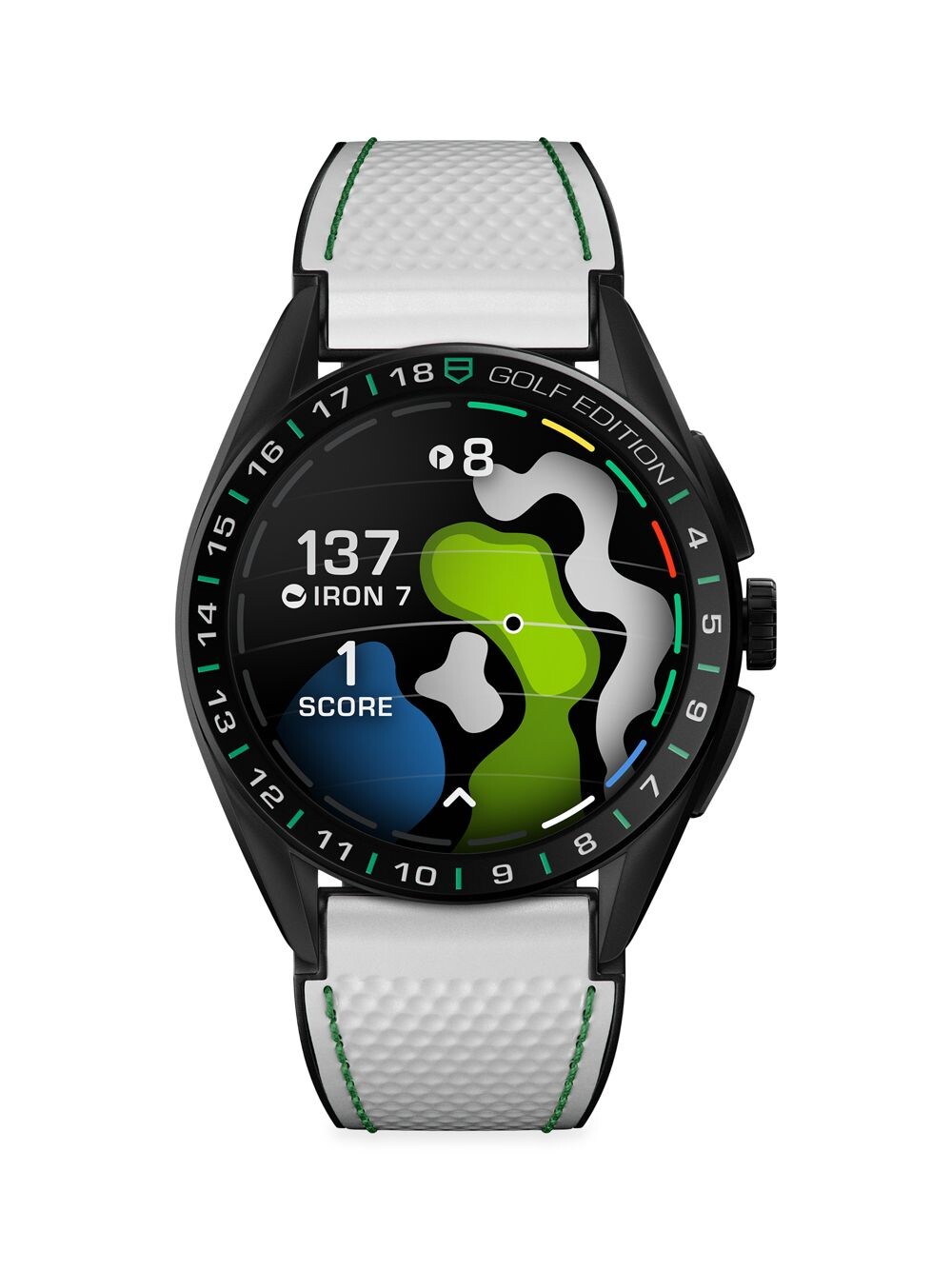 

Подключаемые смарт-часы для гольфа из титана и резины TAG Heuer, белый