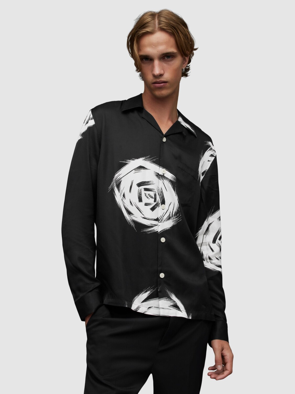 

Рубашка с длинным рукавом Rose Galaxy AllSaints, черный как смоль