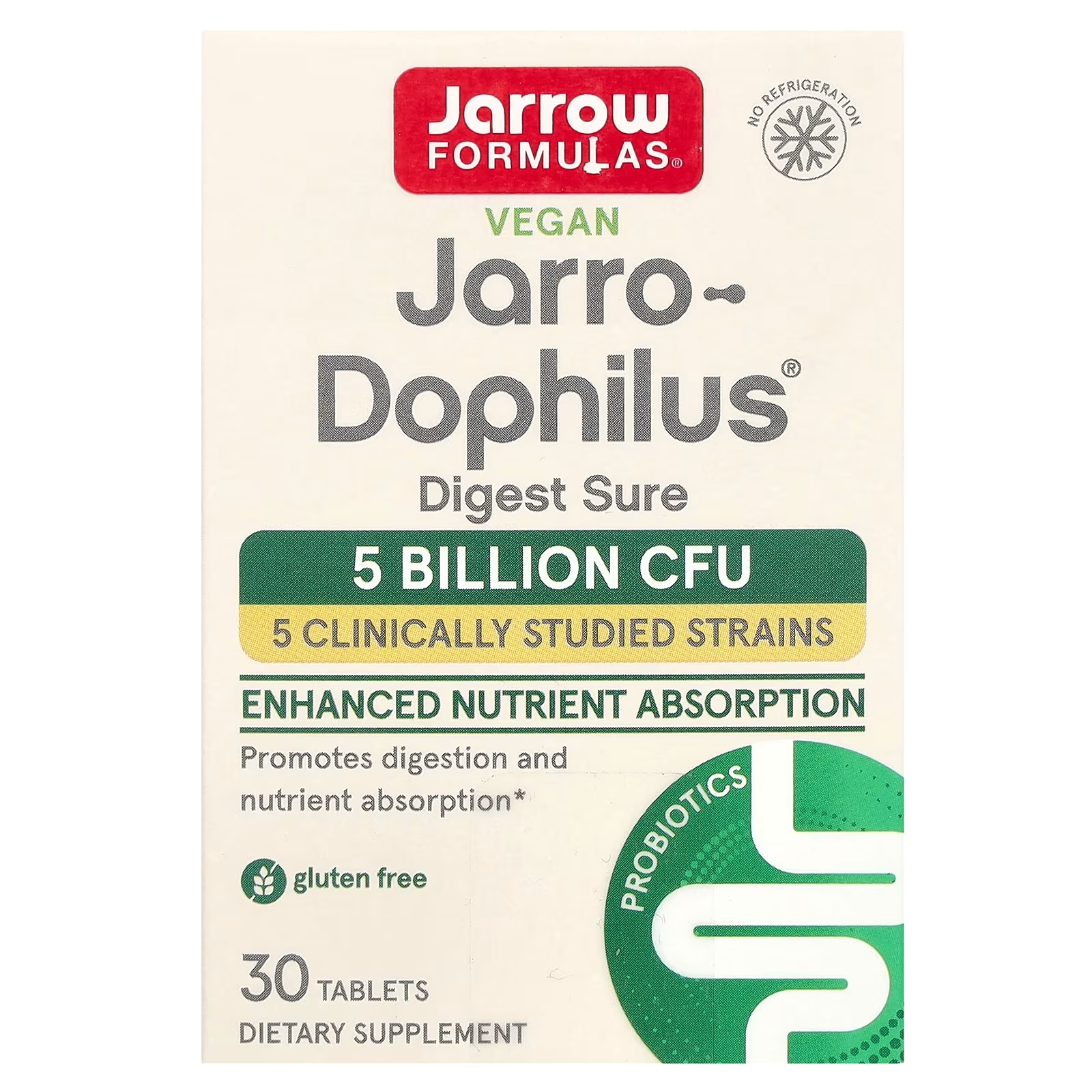 Веганский Jarro-Dophilus Digest Sure, 5 миллиардов КОЕ, 30 таблеток Jarrow Formulas nature s way calmaid лаванда в клинически изученных дозировках 30 капсул