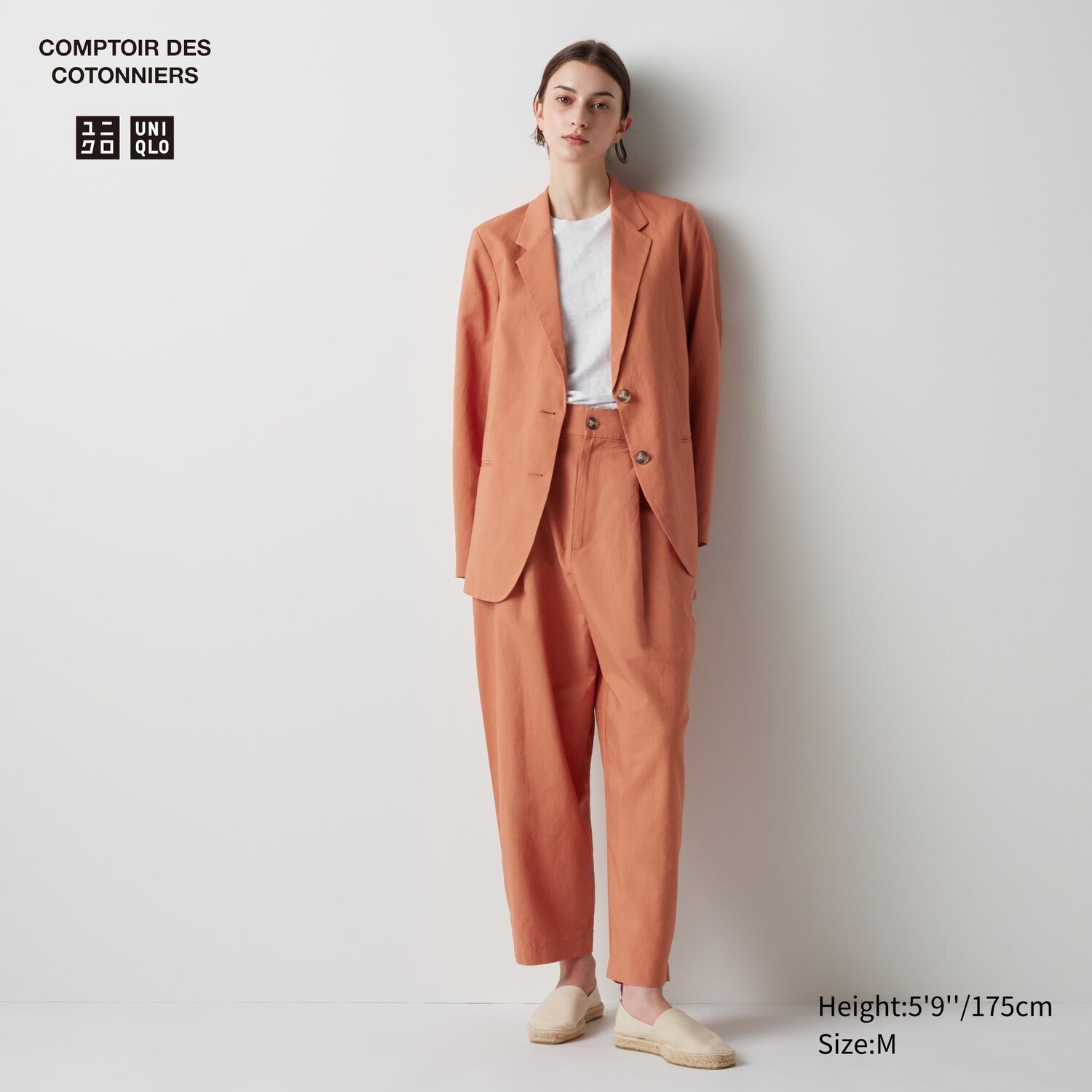 

Льняные брюки широкие ноги UNIQLO, оранжевый
