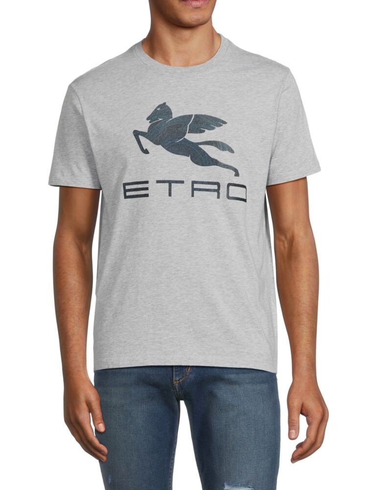 

Футболка с логотипом и принтом Etro, серый