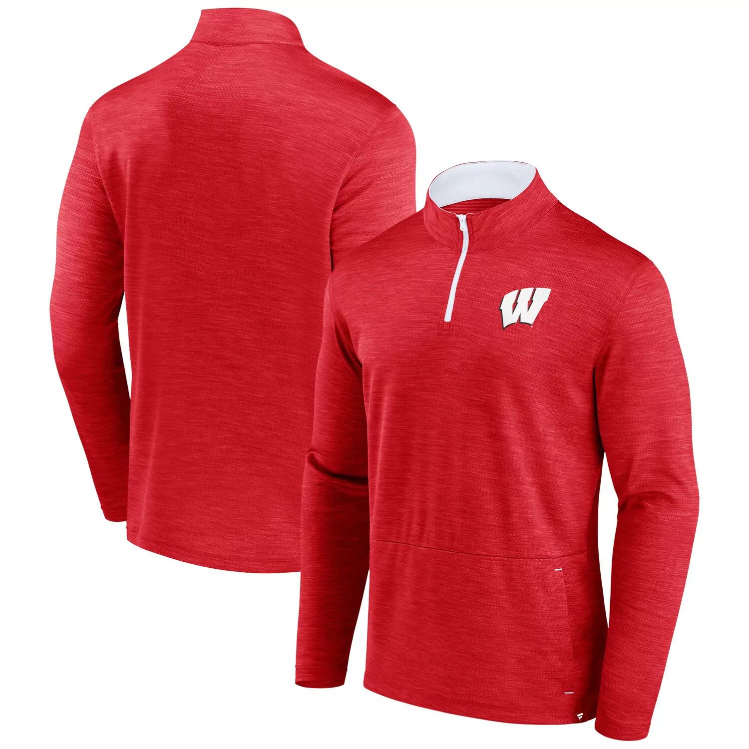 Мужская классическая футболка с молнией без четверти Homefield Red Wisconsin Badgers Fanatics