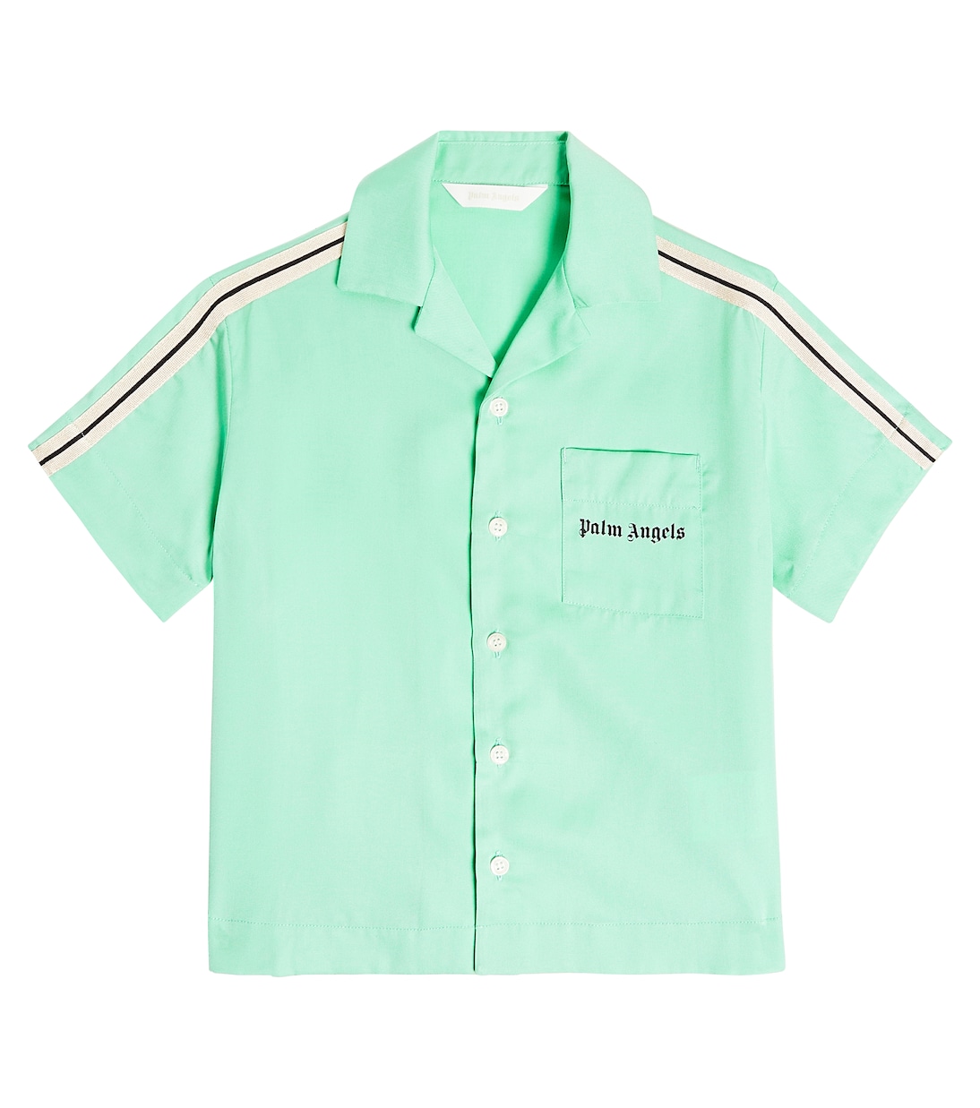 цена Полосатая рубашка с логотипом Palm Angels Kids, зеленый
