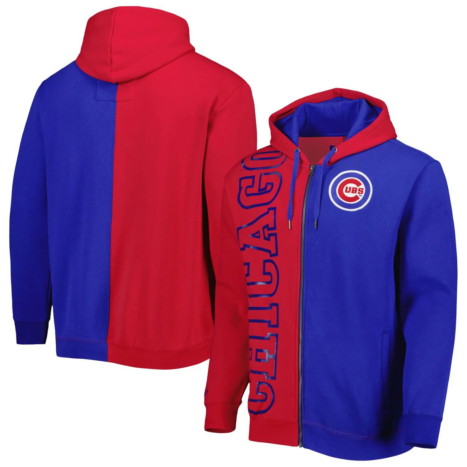 

Мужская флисовая толстовка с молнией во всю длину Mitchell & Ness Red/Royal Chicago Cubs