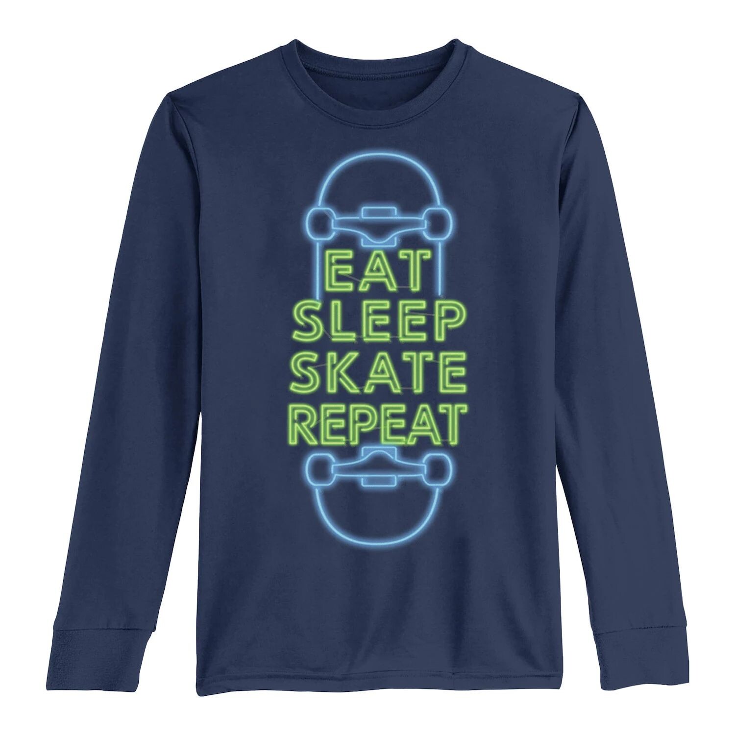 

Неоновая футболка с длинными рукавами «Eat Sleep Skate Repeat» для мальчиков 8–20 лет Licensed Character, синий