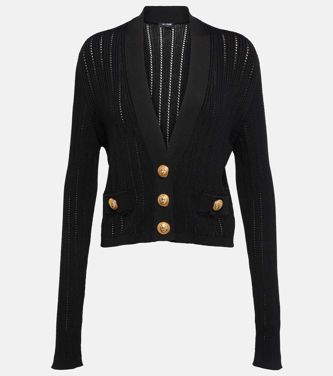 

Укороченный вязаный кардиган BALMAIN, черный