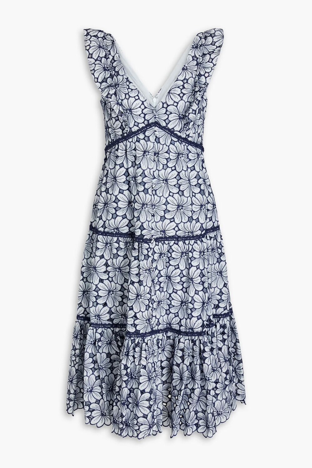 

Хлопковое платье Broderie Anglaise Marchesa Notte, темно-синий