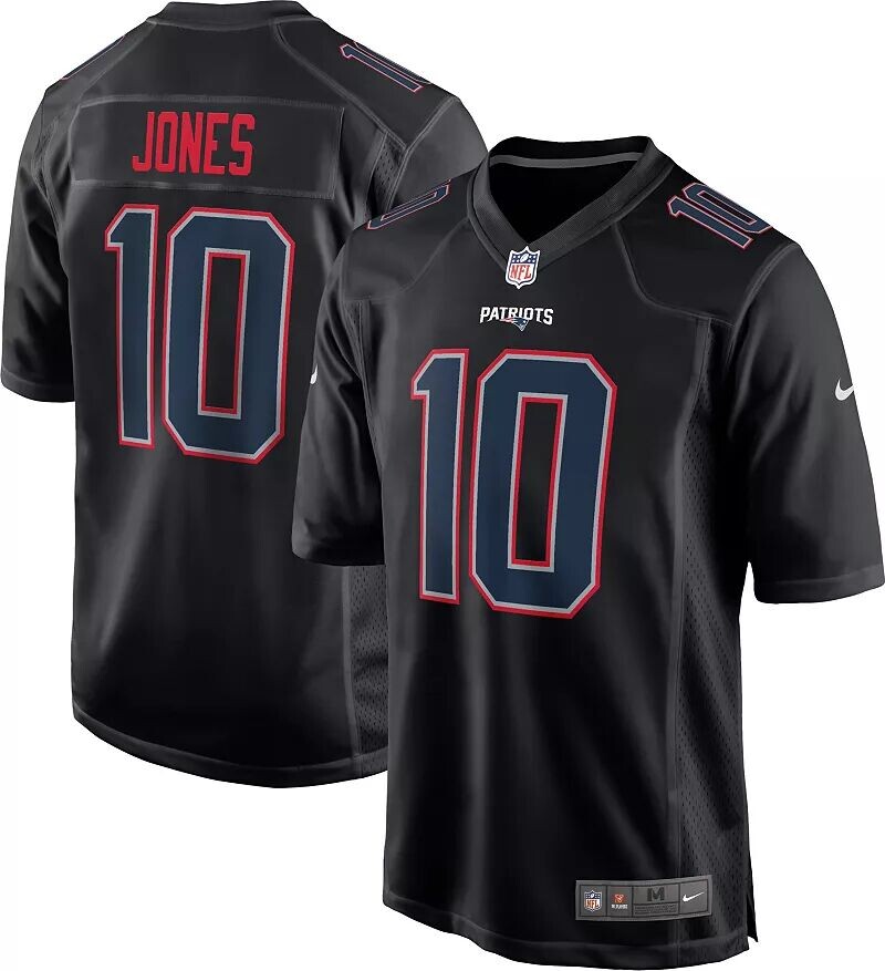 

Мужская черная игровая майка Nike New England Patriots Mac Jones #10