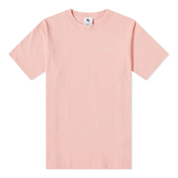 футболка adidas solid color logo round neck short sleeve pink t shirt розовый Футболка Men's Nike Solid Color Cotton Embroidered Logo Round Neck Short Sleeve Pink T-Shirt, розовый