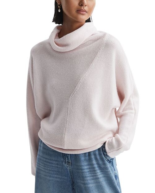 

Свитер с водолазкой Eva и драпировкой REISS, цвет Pink