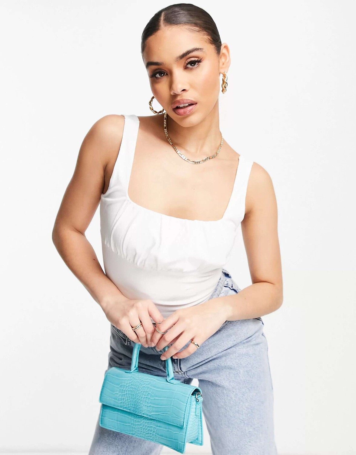 

Белый топ-жилет с квадратным вырезом и швом на груди ASOS Fuller Bust