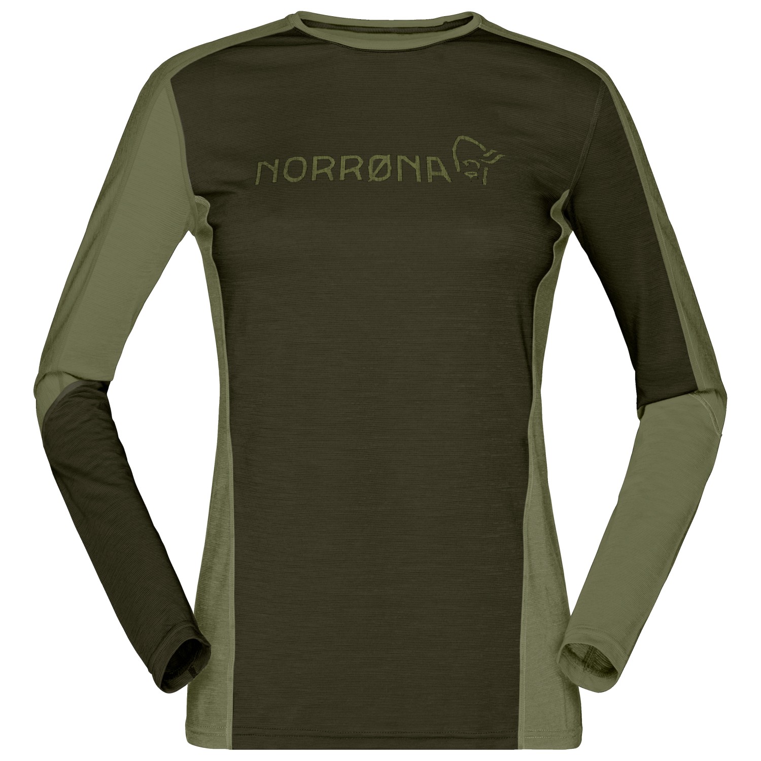 Рубашка из мериноса Norrøna Women's Falketind Equaliser Merino Round Neck, цвет Olive Night/Rosin