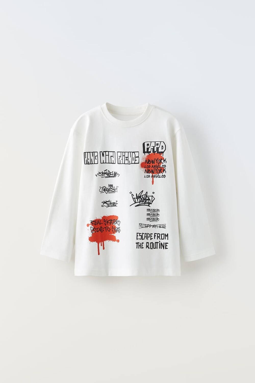 

Футболка с принтом граффити ZARA, экрю