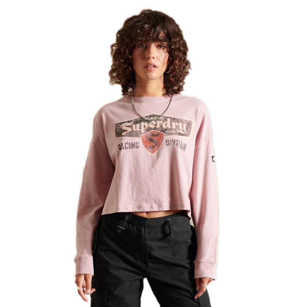 

Футболка с длинным рукавом Superdry Boho Graphic Crop, розовый