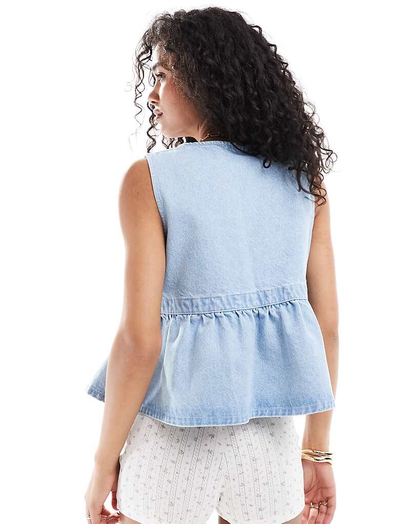 

Голубой джинсовый топ с баской по бокам ASOS DESIGN