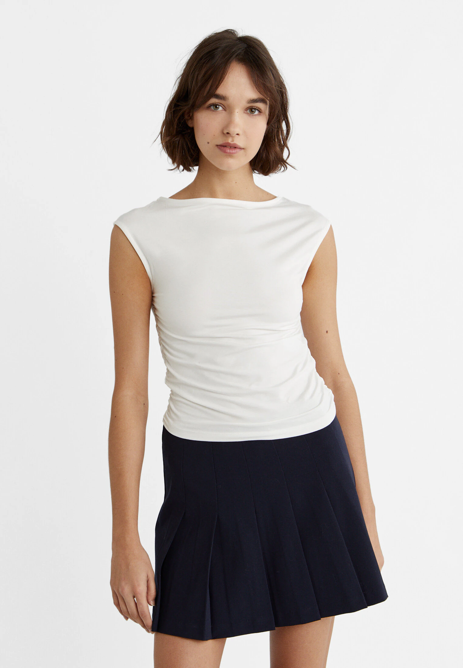 

Футболка с короткими рукавами Stradivarius, экрю