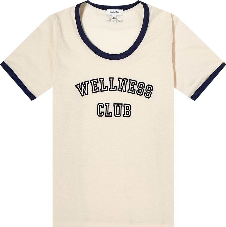 

Футболка Sporty & Rich Wellness Club Ringer 'Cream/Navy', кремовый