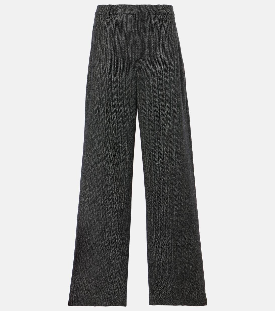 

Широкие брюки из смесовой шерсти Brunello Cucinelli, цвет grey+white