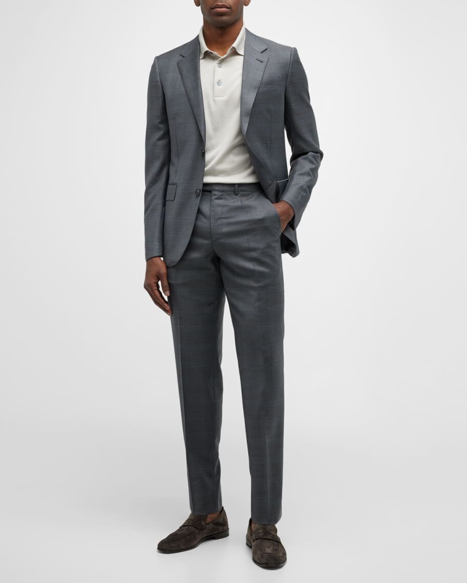 

Мужской клетчатый шерстяной костюм ZEGNA