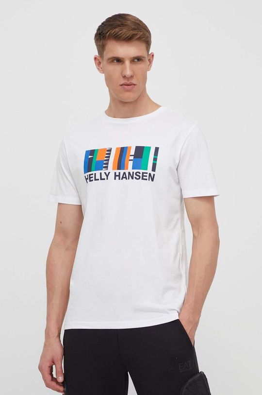 Хлопковая футболка Helly Hansen, белый