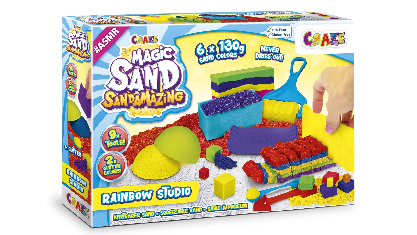 Craze Волшебный песок саундария Rainbow Studio кинетический песок с формочками и инструментами craze magic sand творческая мастерская 9 формочек