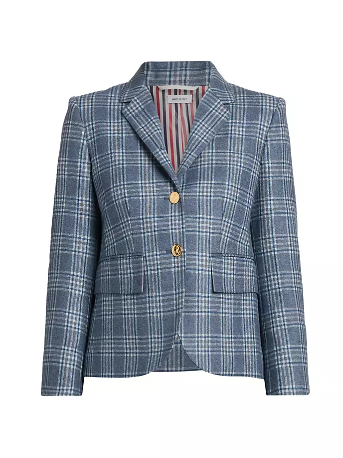 

Клетчатая куртка из смесовой шерсти Thom Browne, синий