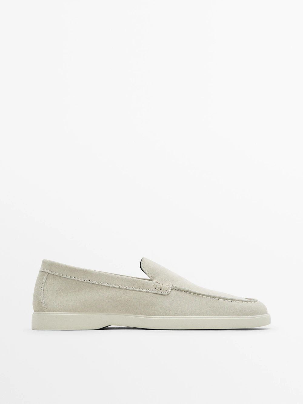 

Лоферы из мягкой замши с разделками Massimo Dutti, белый