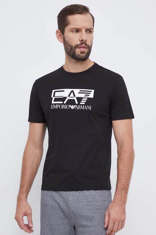 

Хлопковая футболка EA7 Emporio Armani, черный